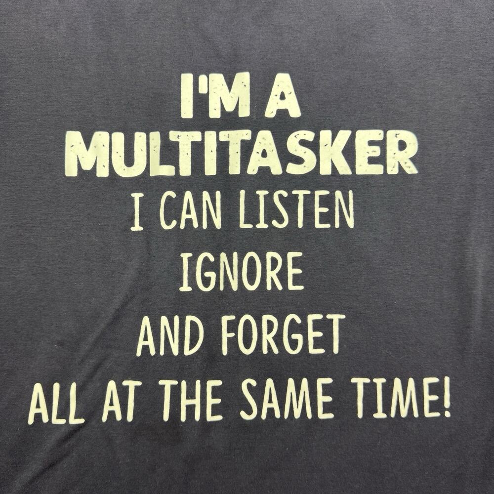 T-Shirt Mens Sz XL Navy Blue Sarcastic Funny Humorous Quote Multitasker EUC - Picture 2 of 12